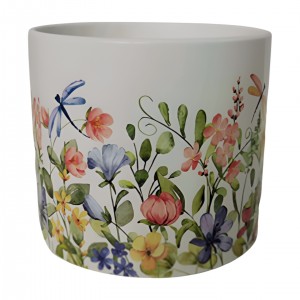 Keramický květináč s motivem lučního kvítí B 13 cm