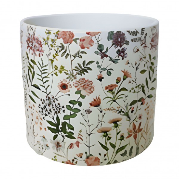 Keramický květináč s motivem lučního kvítí E 13 cm