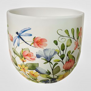 Keramický květináč s motivem lučního kvítí G 12 cm