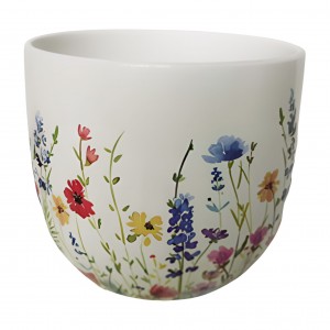 Keramický květináč s motivem lučního kvítí H 12 cm