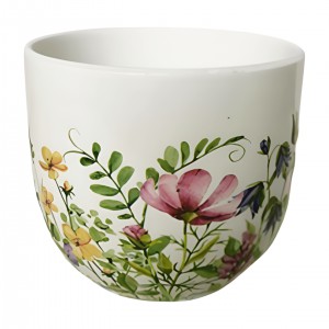 Keramický květináč s motivem lučního kvítí CH 12 cm