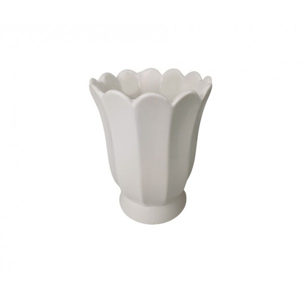 Bílá keramická váza Luno – 14,2 × 14,2 × 18 cm