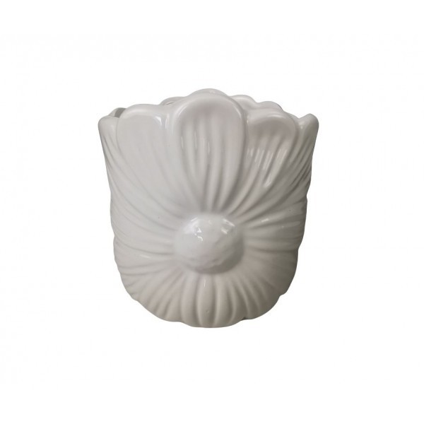 Keramický bílý květináč Daisy – 14,5 × 14,5 × 15 cm
