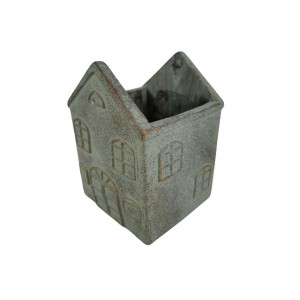 Cementový zelený květináč ve tvaru domečku La Maison 12,5 x 17,5 cm