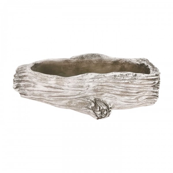 Cementový květináč ve tvaru dřeva – šedý, 26 x 14 x 7 cm