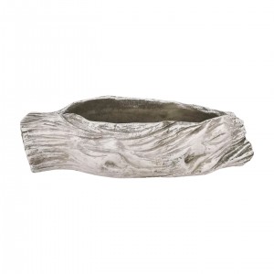 Cementový květináč v podobě dřevěného kmenu 30 × 12 × 7,5 cm