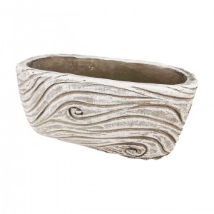 Cementový květináč s dřevěnou strukturou – 20,5 x 9,5 x 9 cm