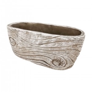 Cementový květináč s dřevěnou strukturou – 25,5 x 11 x 11 cm