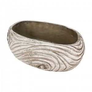 Cementový květináč s dřevěnou strukturou – 22 x 15 x 9 cm