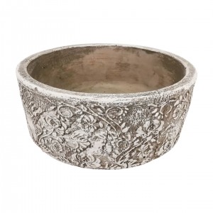 Cementový květináč s květinovým reliéfem – 20 x 20 x 7,5 cm