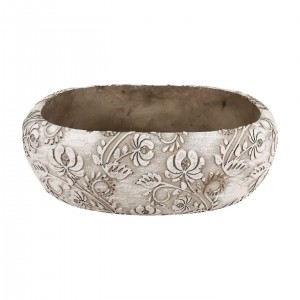 Cementový květináč s květinovým reliéfem – 25 x 16 x 9 cm