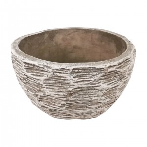 Cementový květináč s texturou košíku –  18,5 x 18,5 x 9,5 cm