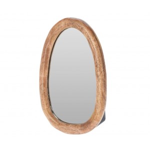 Oválné zrcadlo s rámem z mangového dřeva A – 25 cm