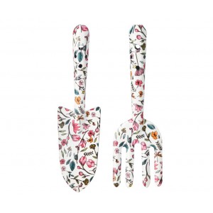 Sada zahradního nářadí s květinovým designem – 2 ks, bílá