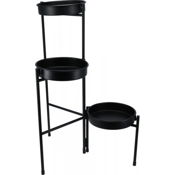 Kovový skládací stojan na květináče se 3 držáky, černý
