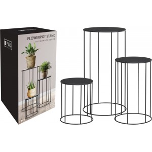 Sada 3 černých stojanů na květináče (19, 29 a 39 cm)