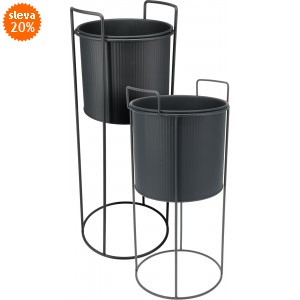 Sada 2ks stojanů na květiny - černé matné (40 a 50,8 cm)