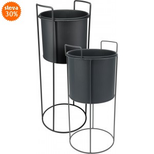 Sada 2ks stojanů na květiny - černé matné (40 a 50,8 cm)