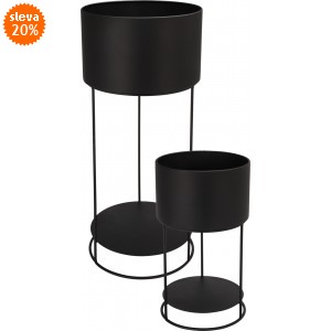 Sada 2ks stojanů na květiny - černé matné (34,5 a 56,5 cm)