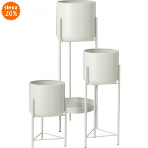 Sada 3 spojených stojanů na květiny - bílý lesklý povrch (30,45 a 60 cm)