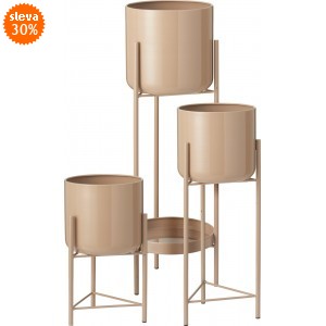 Sada 3 spojených stojanů na květiny - pískový lesklý povrch (30,45 a 60 cm)
