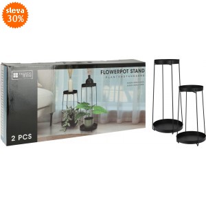 Sada 2 ks černých stojanů na květiny (46 a 58 cm)