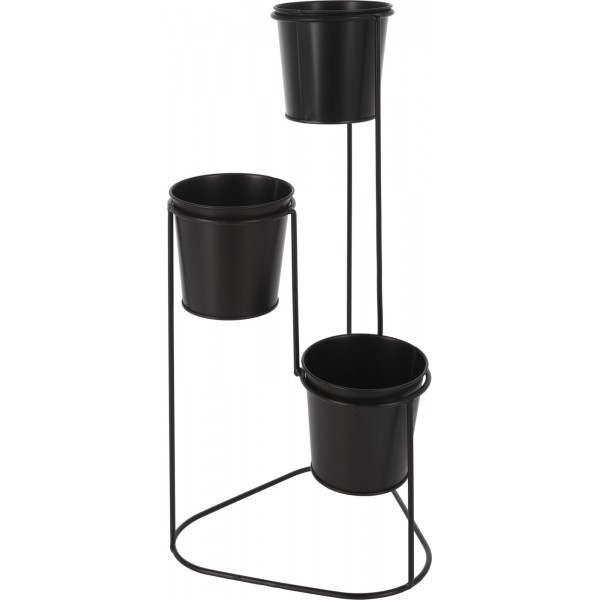 Kovový černý stojan na květiny se 3 květináči 46,5 cm