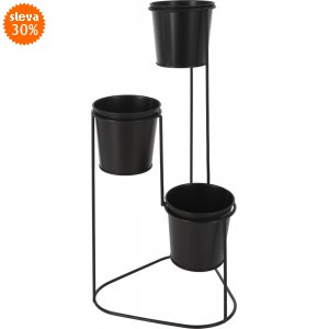 Kovový černý stojan na květiny se 3 květináči 46,5 cm