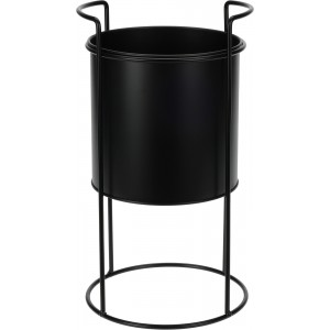 Kovový stojan na květiny s květináčem – černý, 26 cm