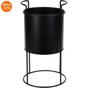 Kovový stojan na květiny s květináčem – černý, 26 cm