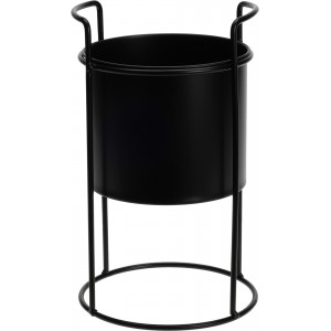 Kovový stojan na květiny s květináčem – černý, 31 cm