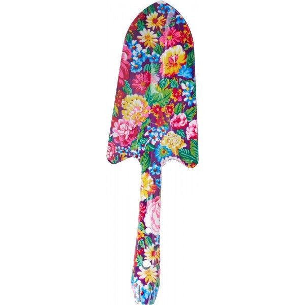 Železná barevná zahradní lopatka s květinovým motivem 27,2 cm