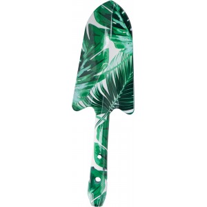 Železná zelená zahradní lopatka s květinovým motivem 27,2 cm