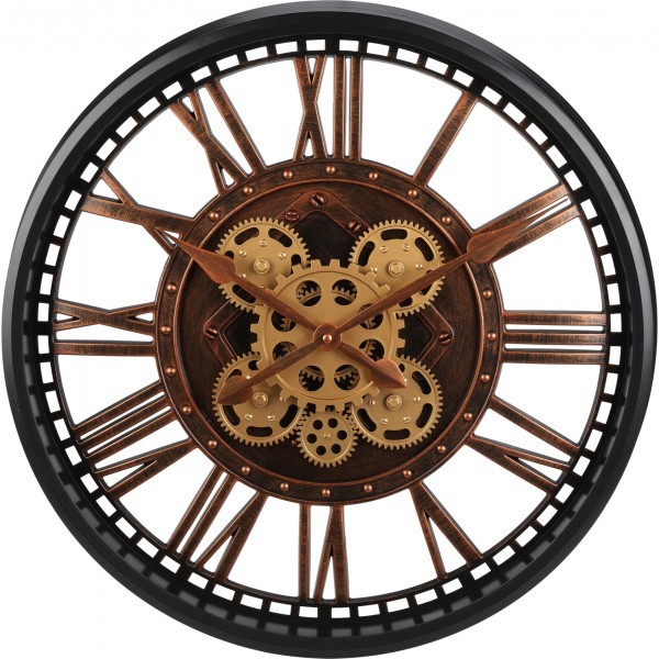 Nástěnné hnědé hodiny s pohyblivým designem, 50 cm