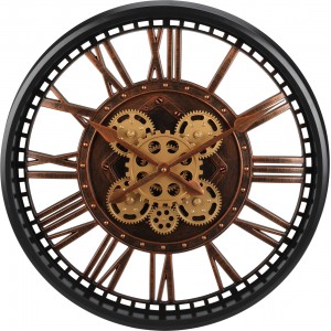 Nástěnné hnědé hodiny s pohyblivým designem, 50 cm