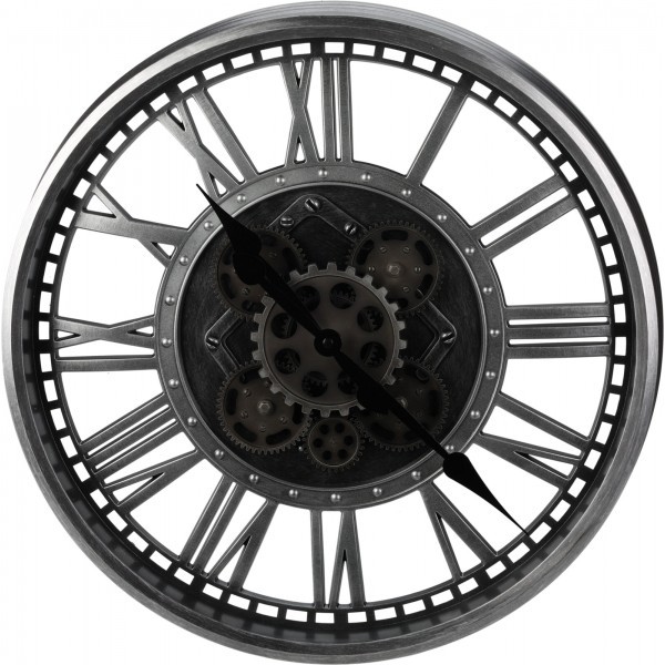 Nástěnné stříbrné hodiny s pohyblivým designem, 50 cm