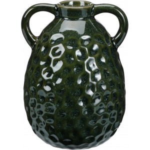 Porcelánová zelená váza s dvěma uchy 17 cm