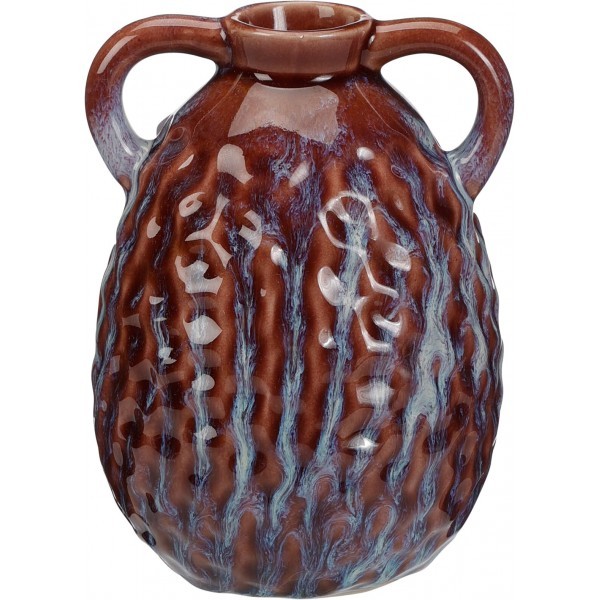 Porcelánová fialová váza s dvěma uchy 17 cm