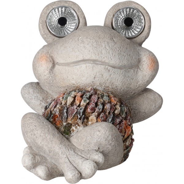 Solární LED polyresinová žába 21 × 14 × 16,5 cm