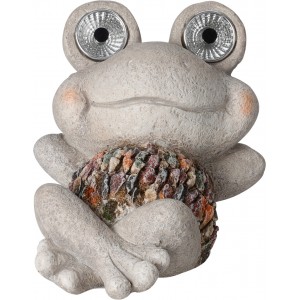 Solární LED polyresinová žába 21 × 14 × 16,5 cm