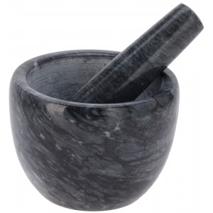 Hmoždíř s tloučkem – mramor, černý 12 cm