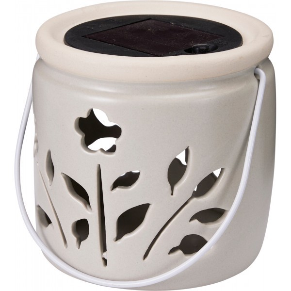 Porcelánová LED lucerna se solárním světlem – písková