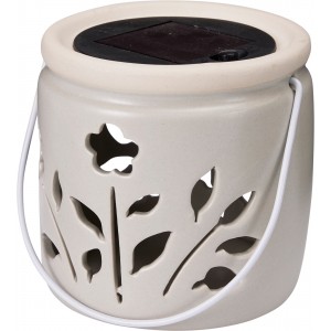 Porcelánová LED lucerna se solárním světlem – písková