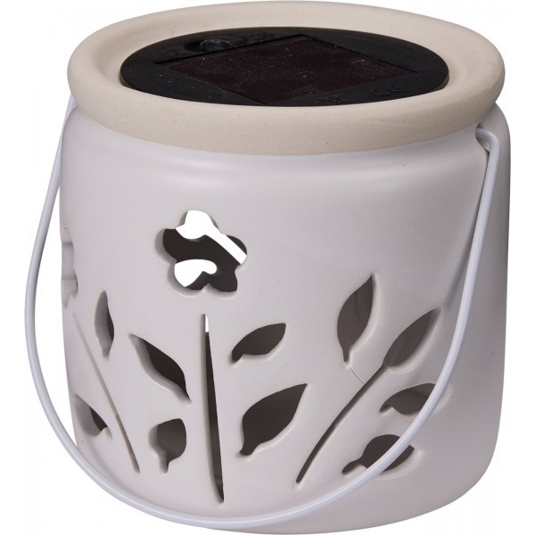 Porcelánová LED lucerna se solárním světlem – bílá