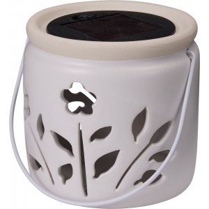 Porcelánová LED lucerna se solárním světlem – bílá