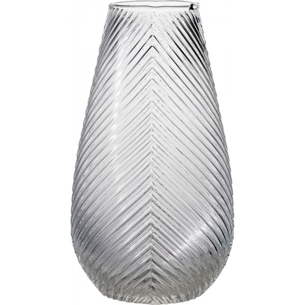 Skleněná váza s moderním embosovaným vzorem – Ø14 × 26 cm