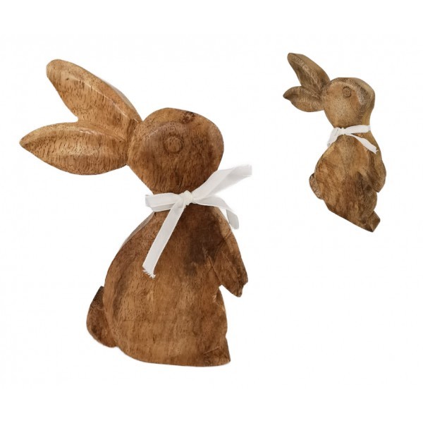Dřevěný zajíc - mango dřevo 17,5 cm, sada 4 ks