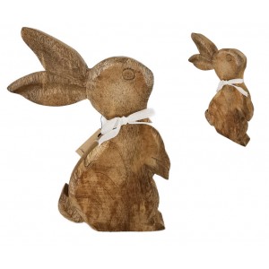 Dřevěný zajíc - mango dřevo 24 cm, sada 2ks
