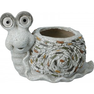 Květináč šnek s LED osvětlením na solární energii – MGO, 35,5 x 21,8 x 23,5 cm