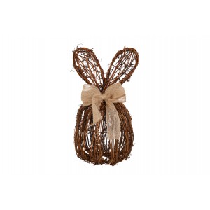 Proutěné dekorativní vajíčko s králičími oušky hnědé Liv S, 29 x 14 cm